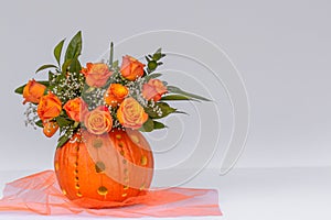 Carved Pumpkin with Roses