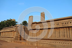 Carved rock structure at Krishna`s Butterball at Mahabalipuram in Tamil Nadu, India