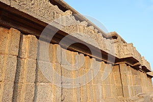 Carved rock structure at Krishna`s Butterball at Mahabalipuram in Tamil Nadu, India