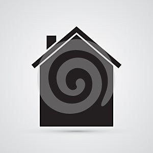 Carved silhouette flat icon, simple vector design. House with roof and chimney for illustration of housing and dwelling. Symbol o