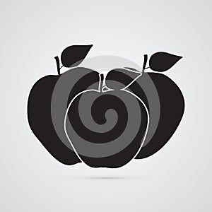 Carved silhouette flat icon, simple vector design. Set of apples