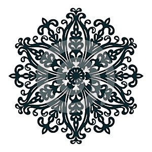 Carved snowflake or winter mandala. DIY stencil for cutting out New Year`s decor and gifts