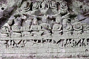 Carved statues, Beng Mealea Temple, Cambodia