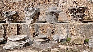 Carved stone capitals in the ruins of Carthage