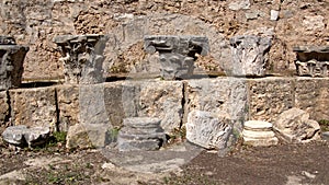 Carved stone capitals in the ruins of Carthage