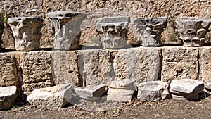 Carved stone capitals in the ruins of Carthage