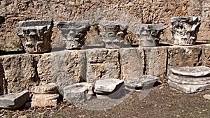 Carved stone capitals in the ruins of Carthage