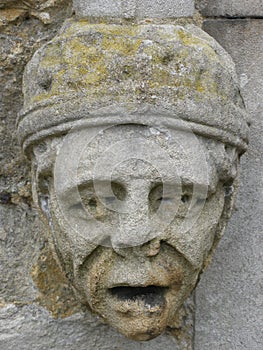 Carved Stone Head At Ightham Mote, Kent, UK