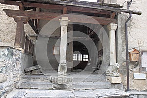 Church entrance with sculptures in Saint-VÃÂ©ran, France photo