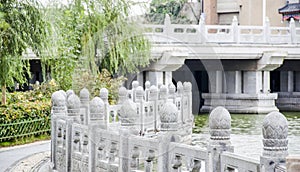 Carved stone pillars