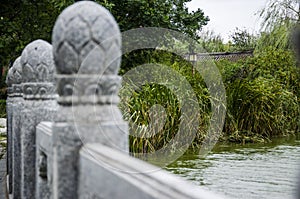 Carved stone pillars