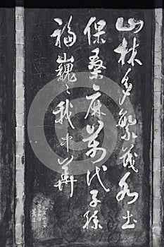 Carved stones with Chinese characters calligraphy