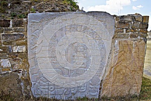 Carved stones of the ruins of Monte Alban, Mexico
