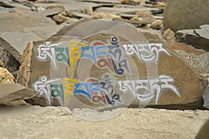 Carved stones with Tibetan script 