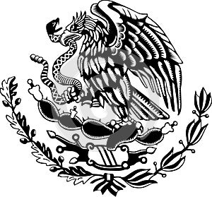 Carved style mexican coat of arms