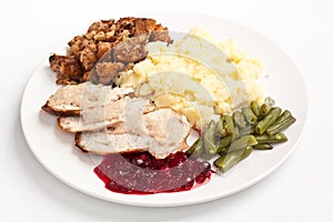 Carved Turkey with Mash and Cranberry Sauce