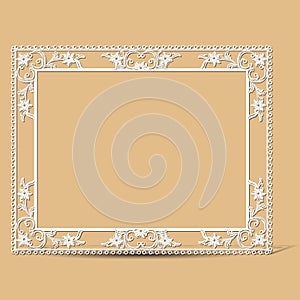 Carved vintage frame made of paper photo with shadow