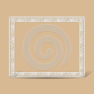 Carved vintage frame made of paper photo with shadow