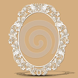 Carved vintage frame made of paper with shadow