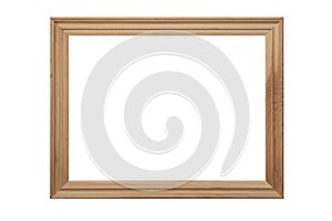 Carved vintage wooden photo picture frame isolated on white background