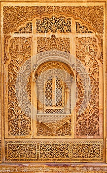 Carved window in Mandir Palace, Jaisalmer, Rajasthan, India