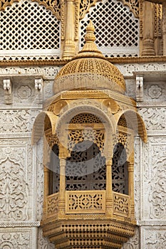 Carved window on temple, Pune, Maharashtra, India photo