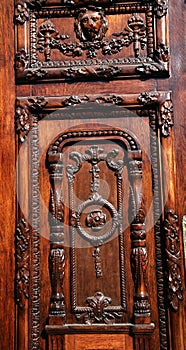 Carved wood door detail