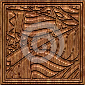 Carved wood panel seamless texture