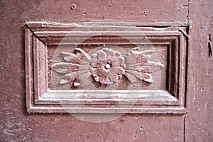 Carved wooden door decoration