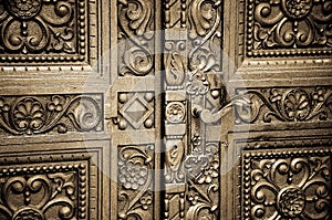 Carved wooden doors