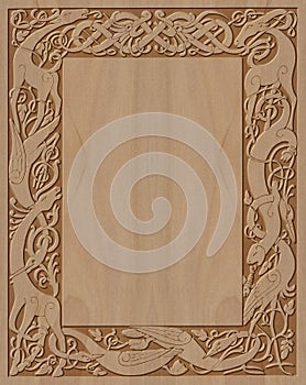 Carved wooden frame celtic style