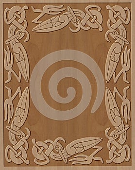 Carved wooden frame celtic style