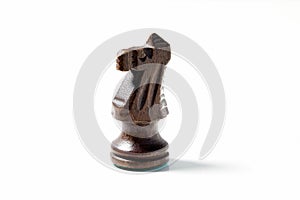 Carved Wooden Knight Chess Piece on White