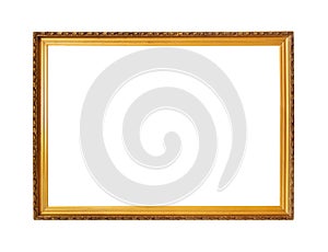 Carved wooden narrow golden painted picture frame