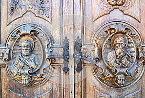 Carved wooden portal