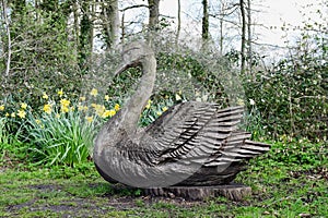 Carved Wooden Swan, Oxburgh Hall, Oxborough, Norfolk, England, UK