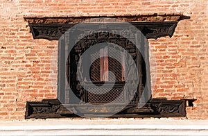 Carved wooden window, Durbar square, Patan, Kathmandu