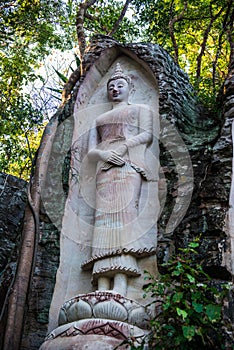 Carving art on rock in Huai Pha Kiang temple