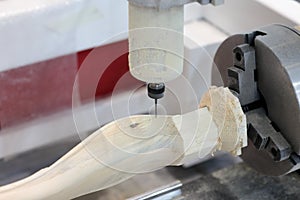 Carving with CNC wood turning and milling machine