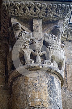 Carving details of churches in SW France