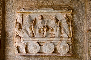 Carving details on the outer wall of Hazara Rama Temple. Hampi