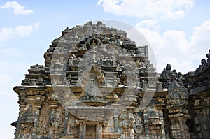 Carving details on the outer wall of the Kasivisvesvara Temple, Lakkundi, Karnataka, India