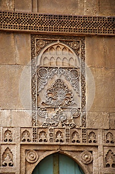Carving details on the outer wall of the Sidi Sayeed Ki Jaali , Built in 1573, Ahmedabad, Gujarat, India