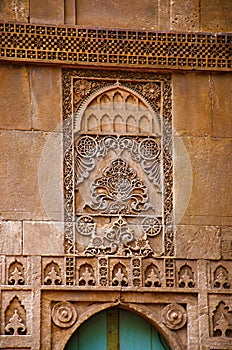 Carving details on the outer wall of the Sidi Sayeed Ki Jaali Mosque, Built in 1573, Ahmedabad, Gujarat