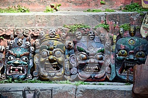 Carving Devil Mask nepal style at Kathmandu