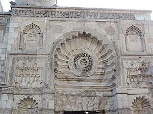 Carving at entrance of Al-Aqmar Mosque in Cairo, Egypt - Ancient architecture - Holy Islamic site - Africa religious tour