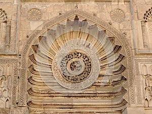 Carving at entrance of Al-Aqmar Mosque in Cairo, Egypt - Ancient architecture - Holy Islamic site - Africa religious tour