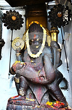 Carving God of Hanuman Dhoka at Kathmandu Durbar Square Nepal