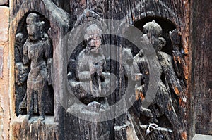 Carving of Hanuman Dhoka at Kathmandu Durbar Square Nepal