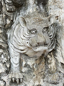 Carving of a lion, Temple of Literature, Hanoi, Vietnam